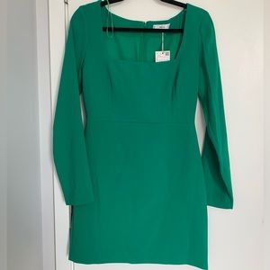 Mango green square neck mini dress